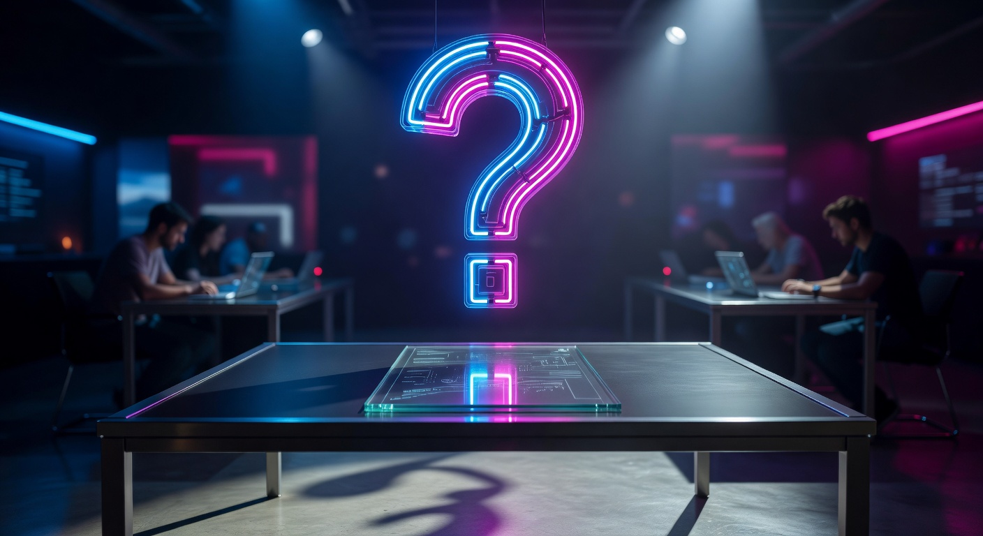 Neon question mark sign